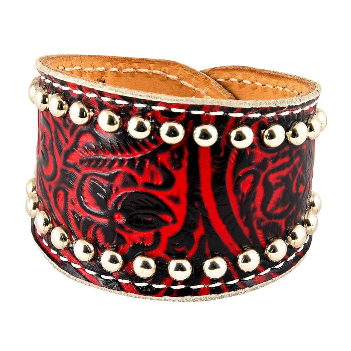 Red Floral Cuff with Stainless Spots - Jeffers - Horse Supplies > Riding Apparel & Accessories