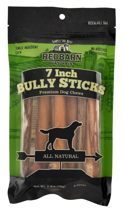 Redbarn Low Odor Bully Sticks – Natural, Long - Lasting Dog Chews - 24CC - 7"L - 6 ct - 5