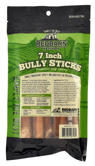 Redbarn Low Odor Bully Sticks – Natural, Long - Lasting Dog Chews - 24CC - 7"L - 6 ct - 6