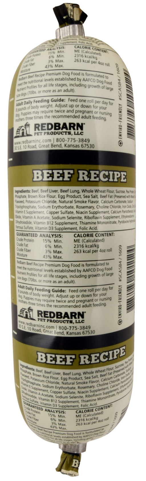 Redbarn Naturals Beef Recipe Dog Food Roll - Jeffers - Dog Supplies > Dog Food > Wet Dog Food