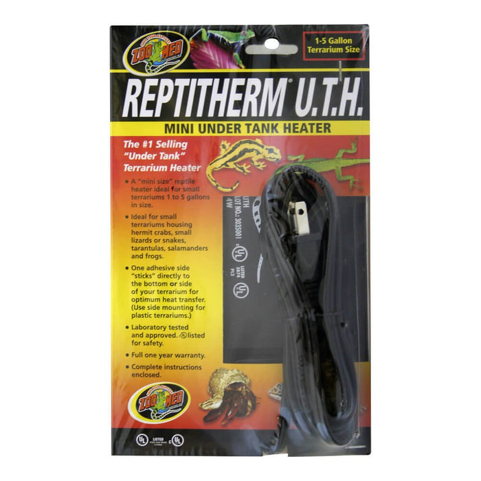 Reptitherm Under Tank Heater for Reptiles, Amphibians & Terrariums - 002ZOO-30008 - 4" x 5" (1 - 5 Gallon Tank) - Black - 4