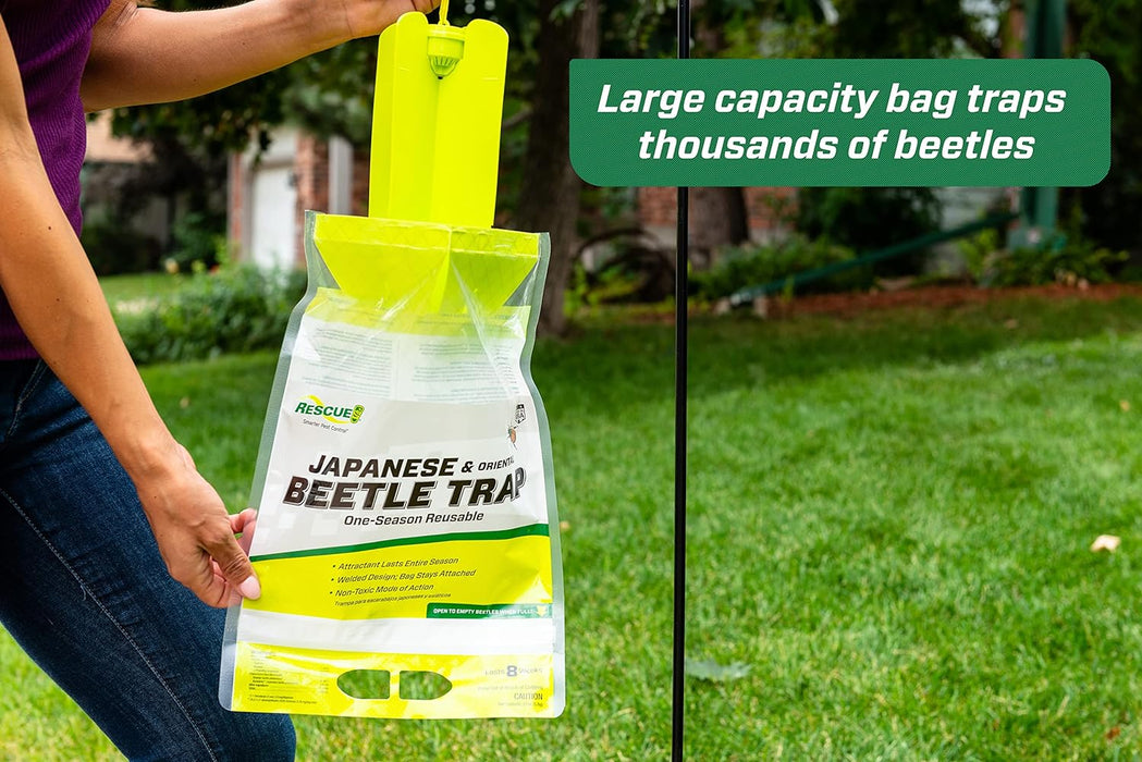 RESCUE! Japanese & Oriental Beetle Trap & Refills – Reusable, Non - Toxic Garden Pest Control - SE1E - Beetle Trap - 1 ct - 6