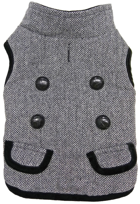 Classic Tweed Dog Coat, Black/White - Large  