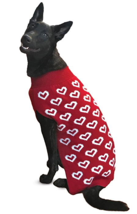 All Over Hearts Dog Sweater - Medium  