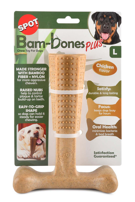 Bam-Bones Plus T-Bone, Chicken Flavor Chew Toy - Small 4 in  