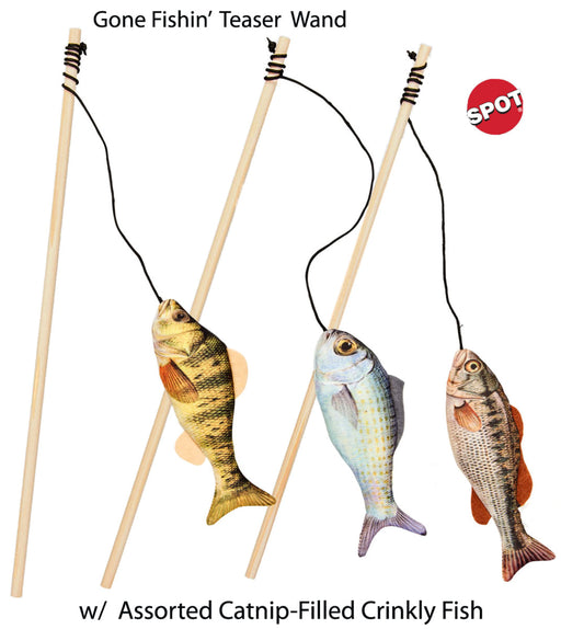 Gone Fishin' Cat Teaser Wand Cat Toy, Assorted -   