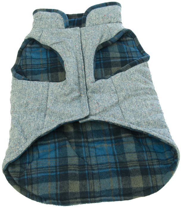 Blue Reversible Tweed/Fleece Coat, XLarge - Small Blue Tweed (Reversible) Coat  