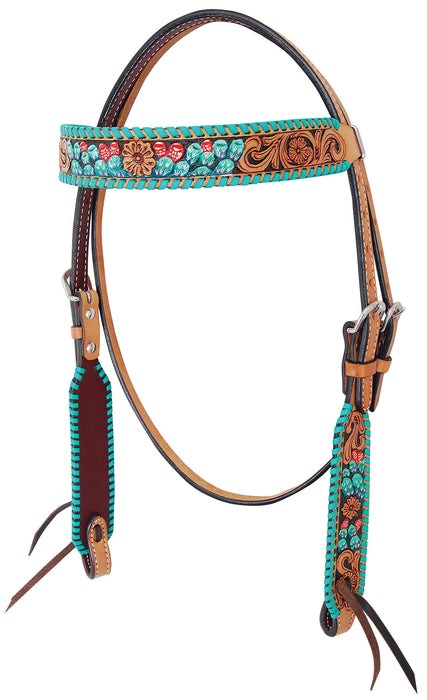 Rafter T Painted Cactus Browband Headstall -   