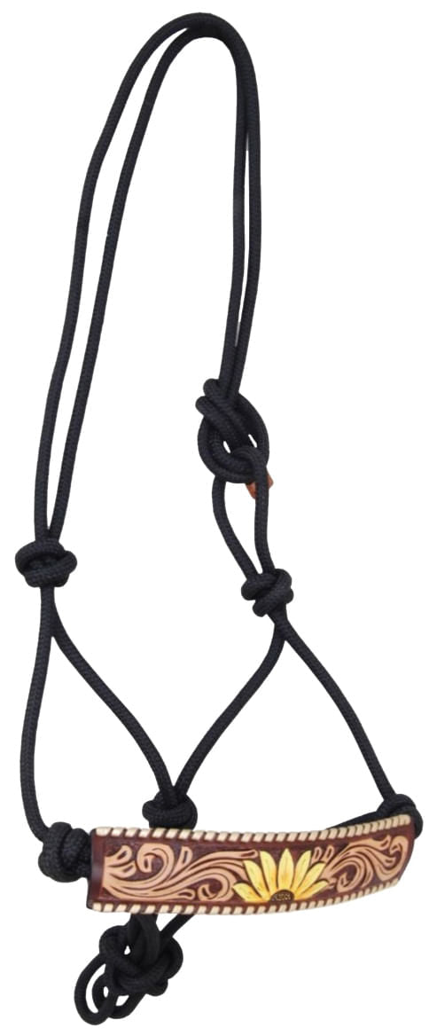 Rafter T Painted Rope Halters with Leather Overlay - Sunflower  