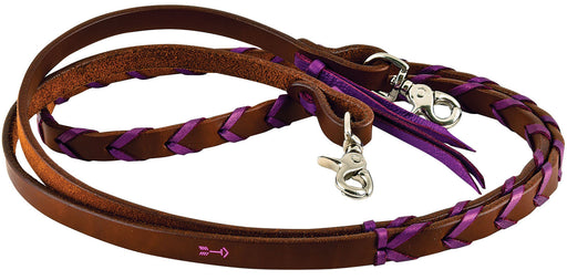 Rafter T Plaited Barrel Racing Reins - Brown/Purple  