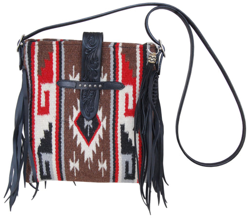 Rafter T Cross Body  Purse with Fringe - Brown  