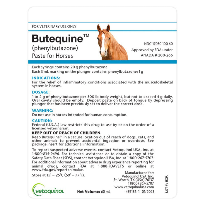 Rx Butequine (Phenylbutazone) Paste for Horses, 20 gm  Prescription Anti - Inflammatory Pain Relief - 012VED-20 - 20 gm - 6