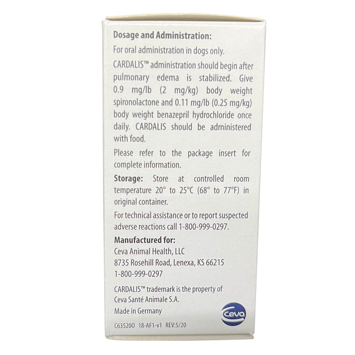 Rx Cardalis (spironolactone and benazepril hydrochloride) Chewable Tablets for Medium Dogs, 40mg, 30 ct - 012CEV-C635200 - 40 mg - 30 Chewable Tablets - 5