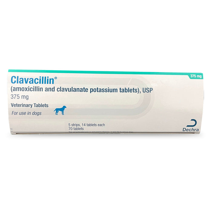 Rx Clavacillin (amoxicillin trihydrate/clavulanate potassium) Tablets for Dogs & Cats - 012DEC-443-07 - 375 mg - 70 Tablets - 12