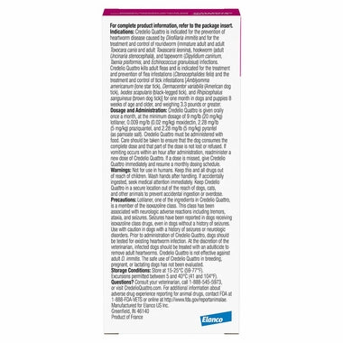 Rx Credelio Quattro Flea & Tick Chewable Tablets for Dogs - 012ELC-826006 - 6.1 - 12 lbs - 6 pk - 4