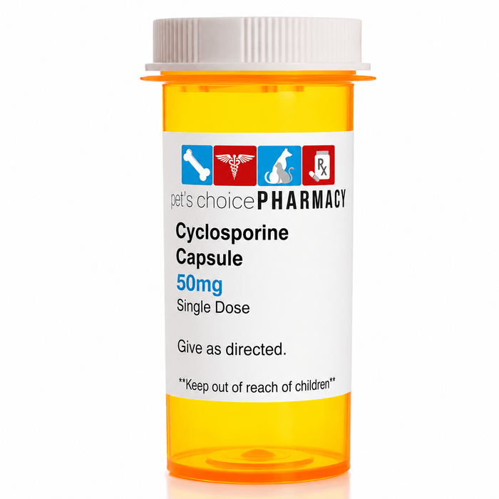 Rx CycloSPORINE Capsules Modified for Dogs & Cats, 30 Gel Capsules - 012TEV-50X1 - 50 mg - 1 Capsule - 4