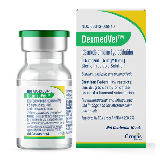 Rx DexmedVet Injection (Dexmedetomidine Hydrochloride), 0.5 mg/mL, 10 mL - 012MID-00072 - 0.5 mg/mL - 10 mL - 1