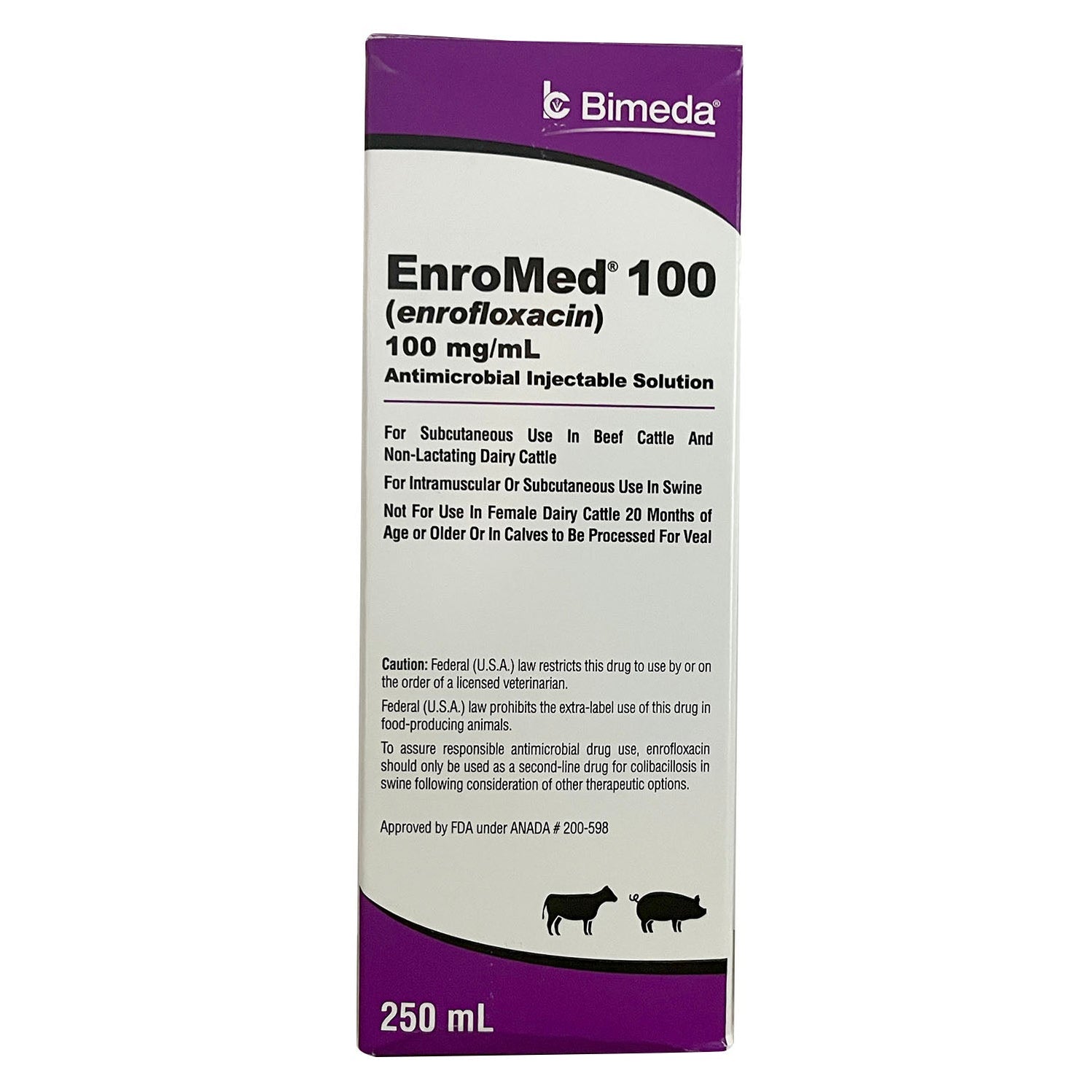Rx EnroMed 100 Injectable for Cattle and Swine — Jeffers