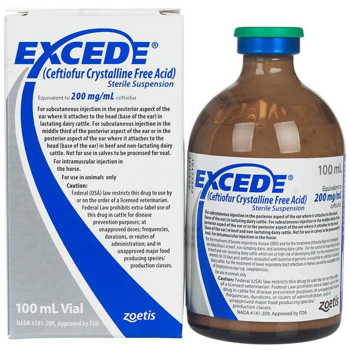 Rx Excede (Ceftiofur Crystalline Free Acid) Sterile Suspension for Cattle, 200 mg - 012PFZ15-200 - 200 mg - 1