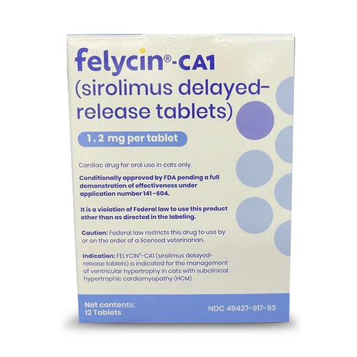 Rx Felycin - CA1 (sirolimus delayed - release tablets) for Cats, 12 ct - 012PRN-91793 - 1.2 mg - 12 Tablets - 1