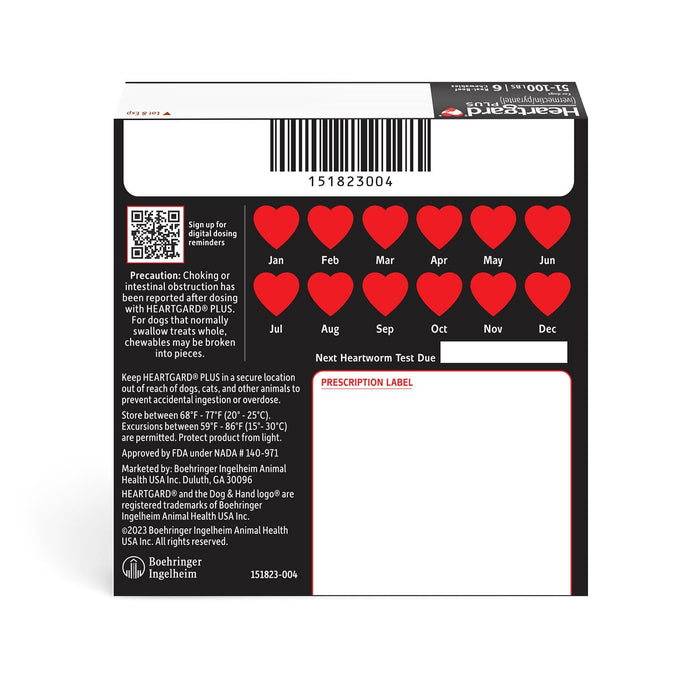 Rx Heartgard Plus (ivermectin/pyrantel) Monthly Chewables — Effective Heartworm & Parasite Prevention for Dogs Puppies - 012MAC-272 - 51 - 100 lbs - 6 Month (6 Chews) - Beef - 23