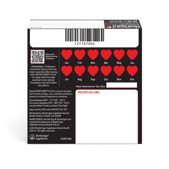 Rx Heartgard Plus (ivermectin/pyrantel) Monthly Chewables — Effective Heartworm & Parasite Prevention for Dogs Puppies - 012MAC-272 - 51 - 100 lbs - 6 Month (6 Chews) - Beef - 24