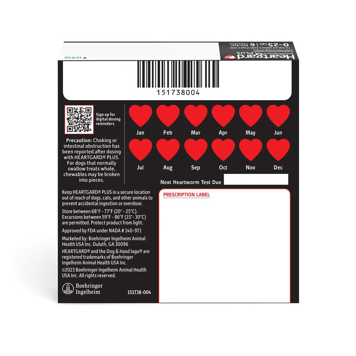 Rx Heartgard Plus (ivermectin/pyrantel) Monthly Chewables — Effective Heartworm & Parasite Prevention for Dogs Puppies - 012MAC01-5-25 - Up to 25 lbs - 6 Month (6 Chews) - Beef - 27