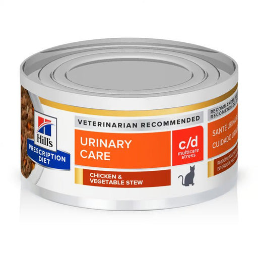 Rx Hill's Prescription Diet c/d Multicare Urinary Care Stress Chicken & Vegetable Stew Wet Cat Food, 2.9 oz, Case of 24 Cans - 012HP-3387 - 2.9 oz - Chicken & Vegetable Stew - 24 - 1