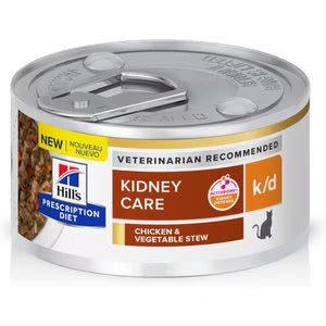 Rx Hill's Prescription Diet k/d Kidney Care Chicken & Vegetable Stew Wet Cat Food, 2.9 oz, Case of 24 Cans - 012HP-3393 - 2.9 oz - Chicken & Vegetable - 24 - 1