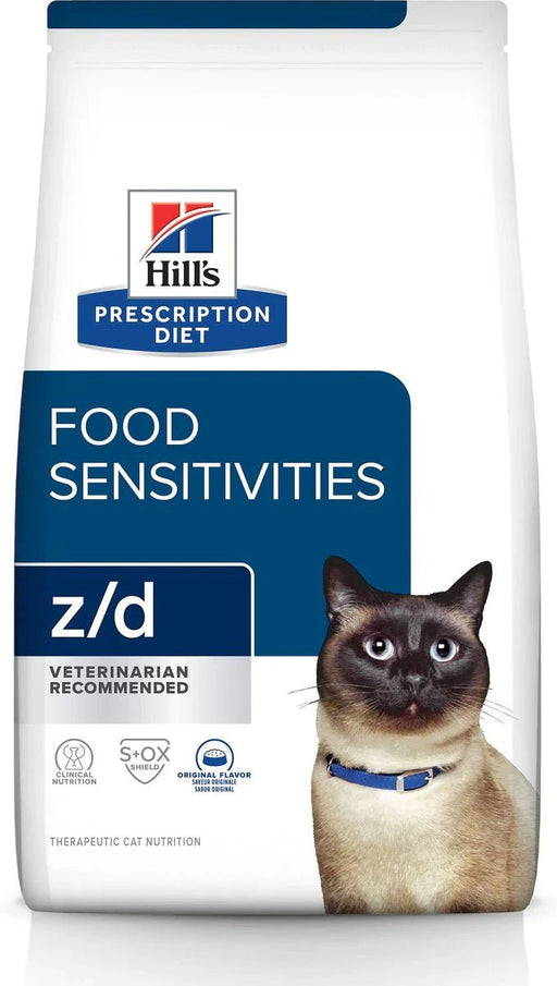 Rx Hill's Prescription Diet z/d Skin & Food Sensitivities Hydrolyzed Chicken Flavor Dry Cat Food, 4 lb Bag - 012HP-7905 - 4 lb - Chicken - 1