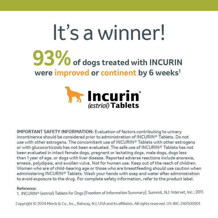 Rx Incurin (estriol) 1 mg Tablets for Dogs - 012MER-43230 - 30 tablets - 3