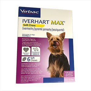 Rx Iverhart Max (ivermectin/pyrantel pamoate/praziquantel) Soft Chews — Monthly Heartworm & Intestinal Worm Prevention for Dogs - 012VRB-25018 - 6 - 12 lbs - 6 ct - 3