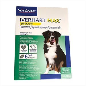 Rx Iverhart Max (ivermectin/pyrantel pamoate/praziquantel) Soft Chews — Monthly Heartworm & Intestinal Worm Prevention for Dogs - 012VRB-25063 - 25.1 - 50 lbs - 6 ct - 1
