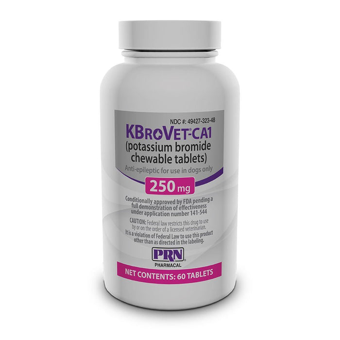 Rx KBroVet - CA1 (potassium bromide) Anti - Convulsant Chewable Tablets for Dogs with Seizures & Epilepsy - 012PRN02-60 - 250 mg - French Vanilla - 60 tablets - 1