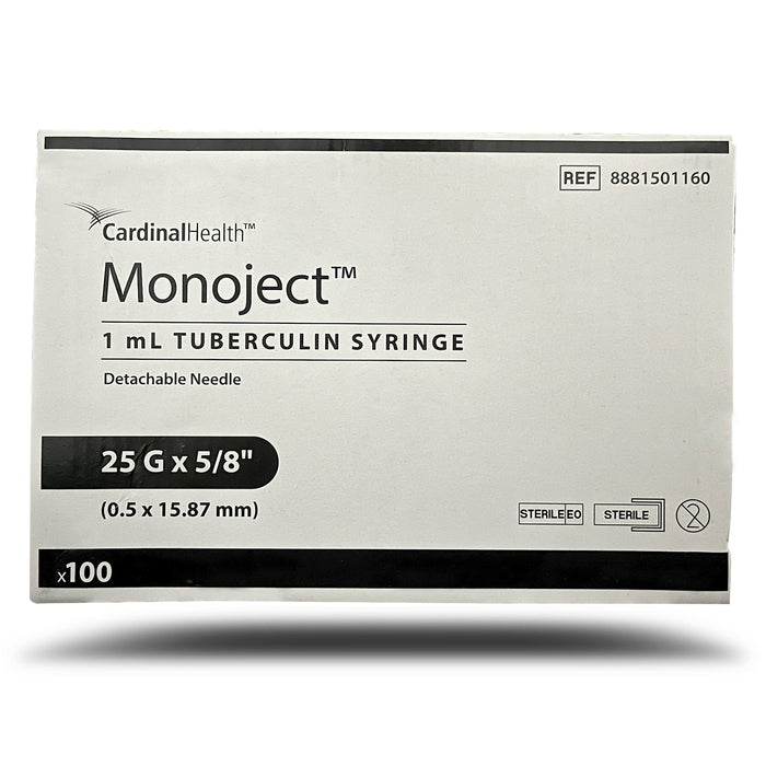 Rx Monoject Tuberculin (TB) Syringe with Needle - 01101MON-1X25X5-8LSB - 1 cc TB with 25G x 5/8" - 100 Count - 1