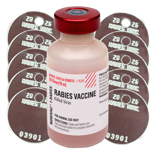 Rx Nobivac 1 Rabies Vaccine, 1 x 10ml Vial Kit with Tags - 012SCH-5153-01-TAGKIT - 1 x 10 mL Vials - 1