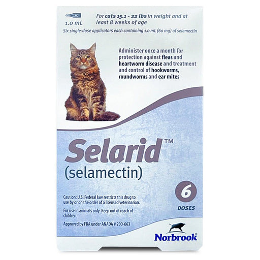 Rx Selarid (selamectin) Topical for Cats – Flea, Heartworm & Parasite Prevention - 012NOR-3351 - 15.1 - 22 lbs - 6 pack (6 Month Supply) - 2