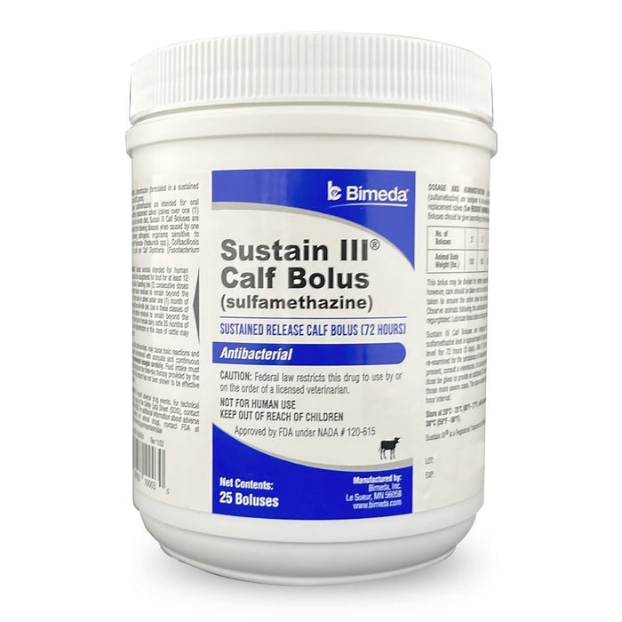 Rx Sustain III Bolus (sulfamethazine) Sustained Release Bolus (72 Hours) for Calves - 012BIM-1SUS032 - 25 ct - 4