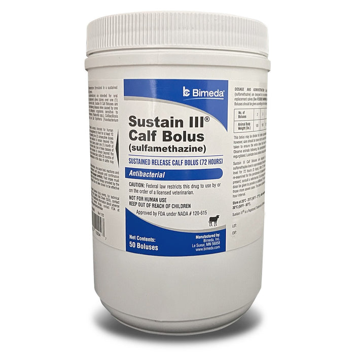 Rx Sustain III Bolus (sulfamethazine) Sustained Release Bolus (72 Hours) for Calves, 50 ct - 012BIM-004 - 50ct - 1