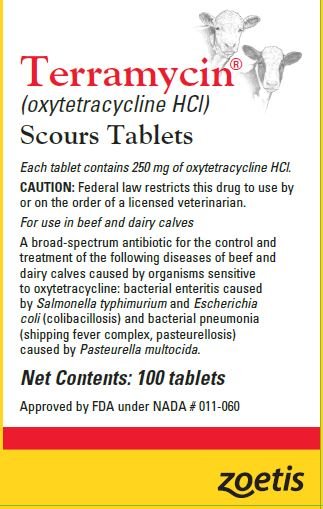 Rx Terramycin (Oxytetracycline HCl) ) Scour Tablets For Calves, 100 ct - 012PFZ-1000461 - 250 mg - 100 Tablets - 1
