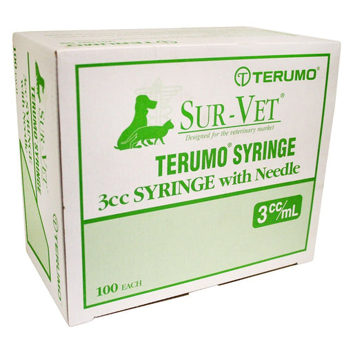 Rx Terumo SUR - VET Luer Lock Syringe with Needle, 3 cc LL, 100 ct - 01101TER-3X25X5-8LL - 25g x 5/8 - 100 count - 1