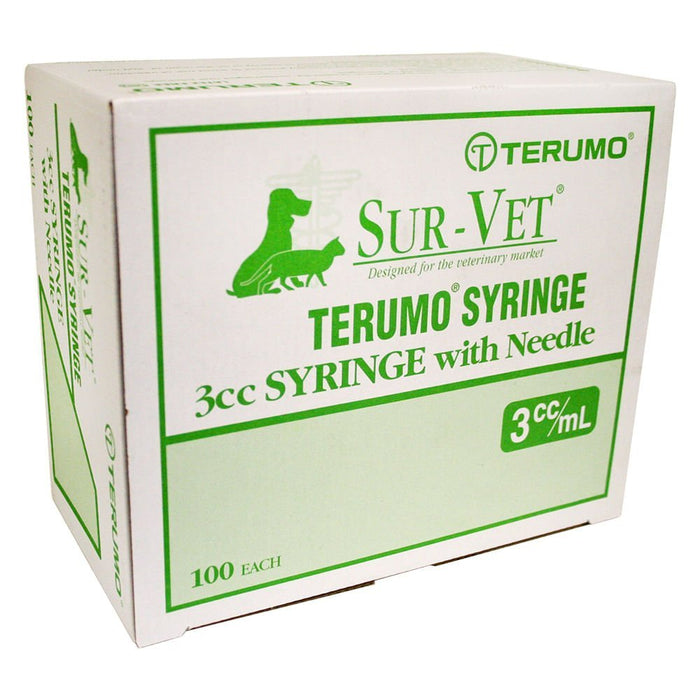 Rx Terumo SUR - VET Luer Lock Syringe with Needle, 3 cc LL, 100 ct - 01101TER-3X25X5-8LL - 25g x 5/8 - 100 count - 1
