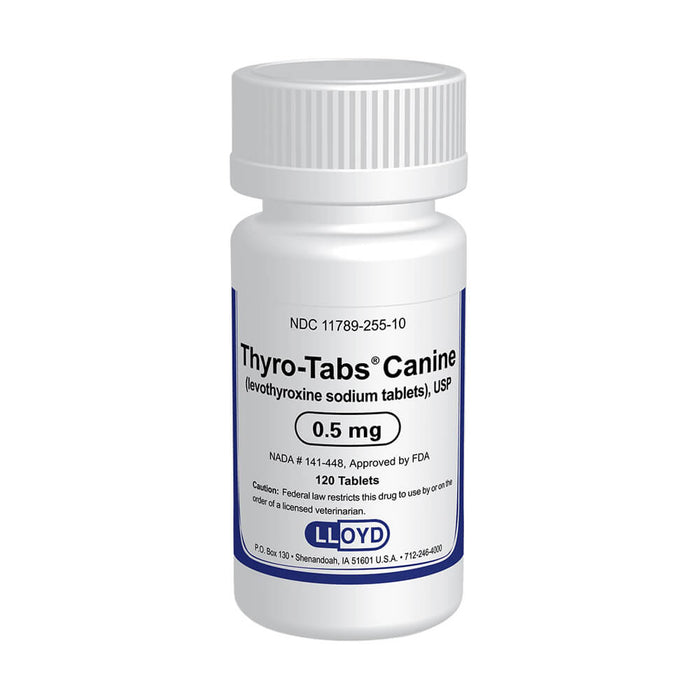 Rx Thyro - Tabs (levothyroxine sodium) Tablets for Dogs - 012125-5MG-120 - 0.5 mg - 120 tablets - 14