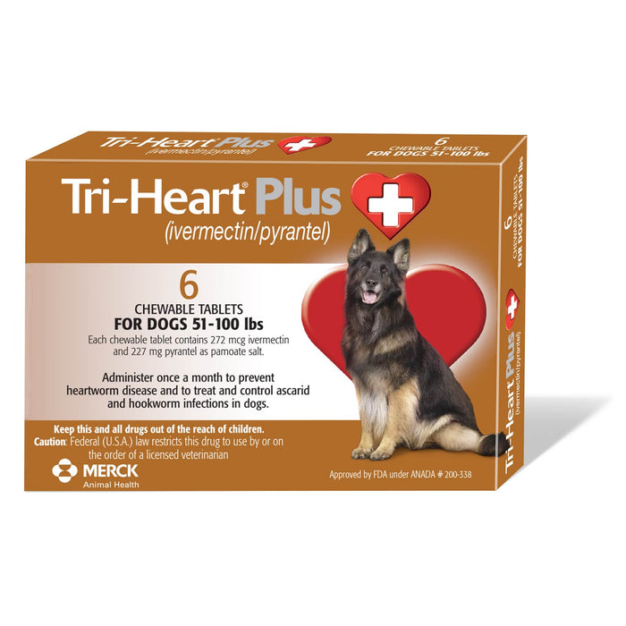 Rx Tri - Heart Plus Chewable Tablets for Dogs, 6 count - 012SCH13-272 - 51 - 100 lbs - 3