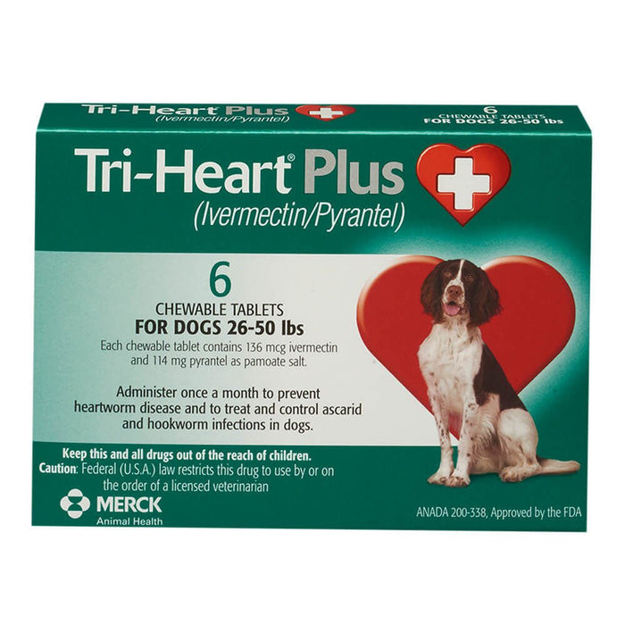 Rx Tri - Heart Plus Chewable Tablets for Dogs, 6 count - Jeffers - Animal Health & Wellness > Medicine