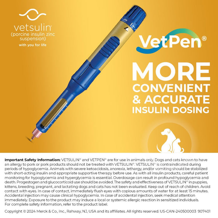Rx Vetsulin (porcine insulin Zinc suspension) U - 40 Cartridge for Vet Pen, 40u/ml 2.7ml, 10pk - 012MER-11359 - 10 pk - 2.7 mL - 6