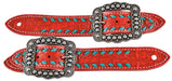 Buckstitch Belt Style Spur Straps Color Red Gator