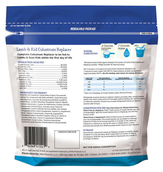 Sav - A - Lam & Kid Colostrum Replacer - Jeffers - Animal Health & Wellness > Vitamins & Supplements