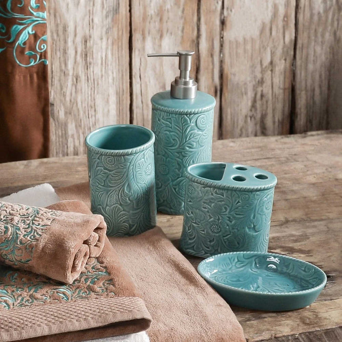 Savannah 4 Piece Bathroom Countertop Accessory Set, Turquoise - Jeffers - Home Goods & Gifts > Home Decor and Candles for Home Improvement