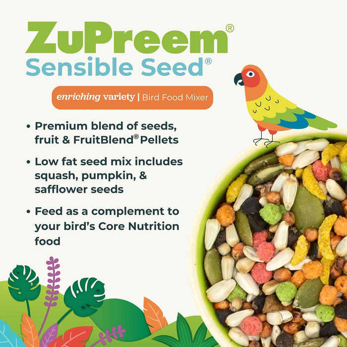 Sensible Seed™ FruitBlend® Bird Food – Balanced Seed Mix for Parakeets to Macaws - NABO - Small Birds - Parakeets, Budgies, Parrotlets, Canaries & Finches - 2 lbs - 3